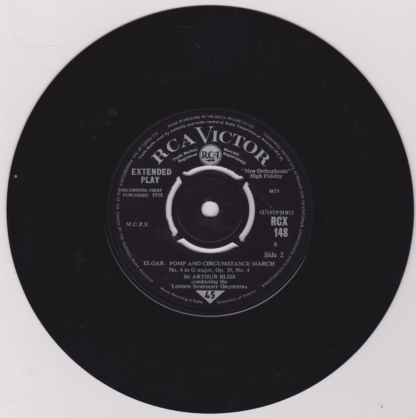 Elgar, Bliss - Pomp And Circumstance Marches Nos. 1 & 4 7" vinyl P/S EP G/G+