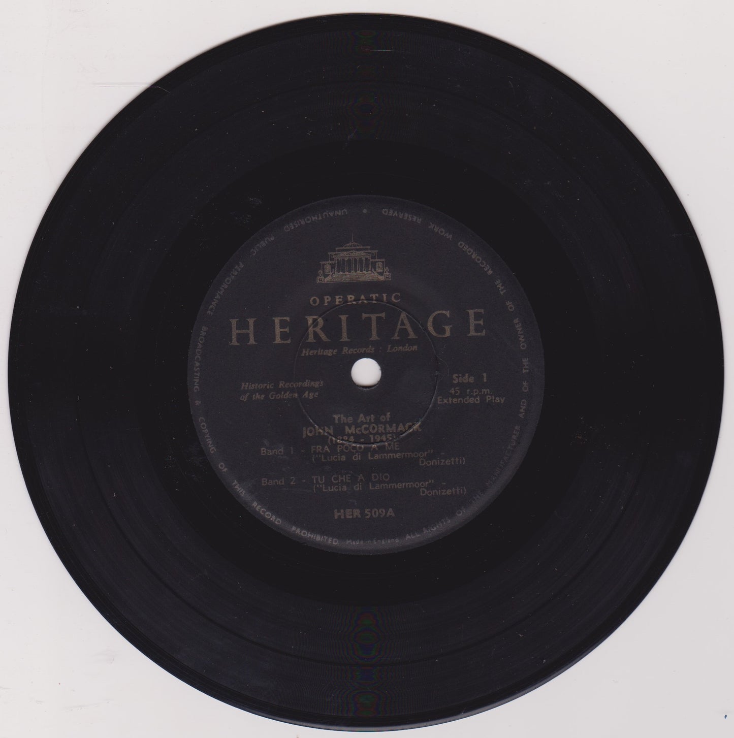 John McCormack – The Art Of John McCormack (1884-1945) 7" vinyl P/S EP VG/VG