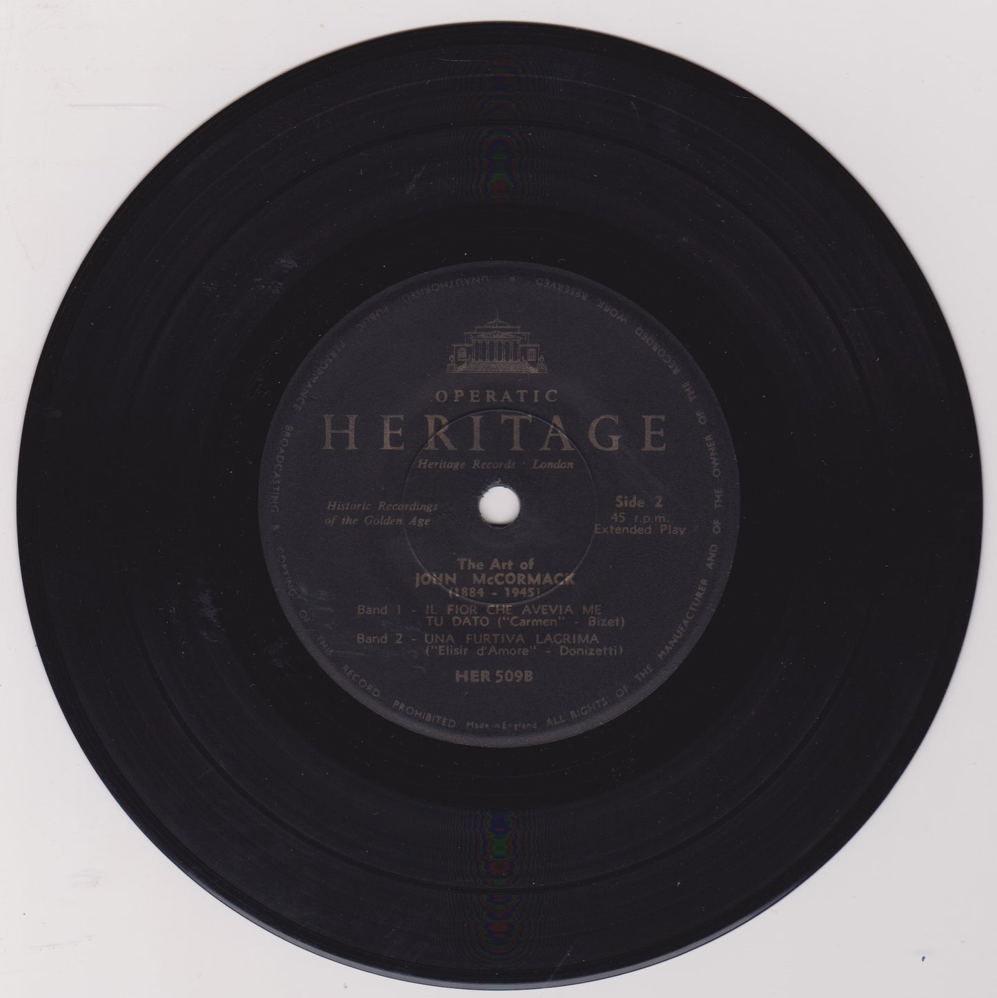 John McCormack – The Art Of John McCormack (1884-1945) 7" vinyl P/S EP VG/VG