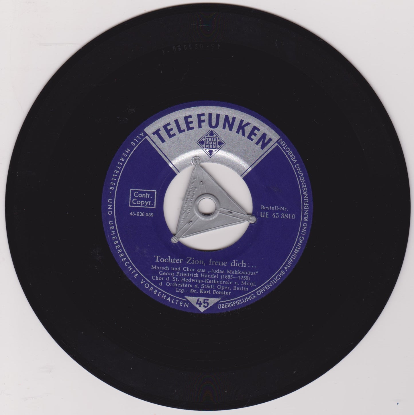 Handel - Chor d. St. Hedwigs-Kathedrale – Tochter Zion, Freue Dich... / Hallelujah! Hallelujah! 7" EP VG/VG