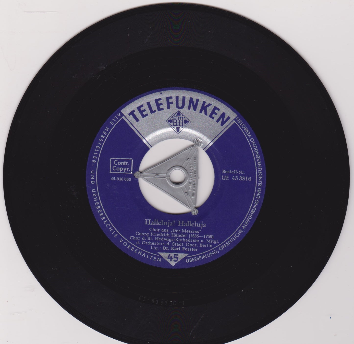 Handel - Chor d. St. Hedwigs-Kathedrale – Tochter Zion, Freue Dich... / Hallelujah! Hallelujah! 7" EP VG/VG