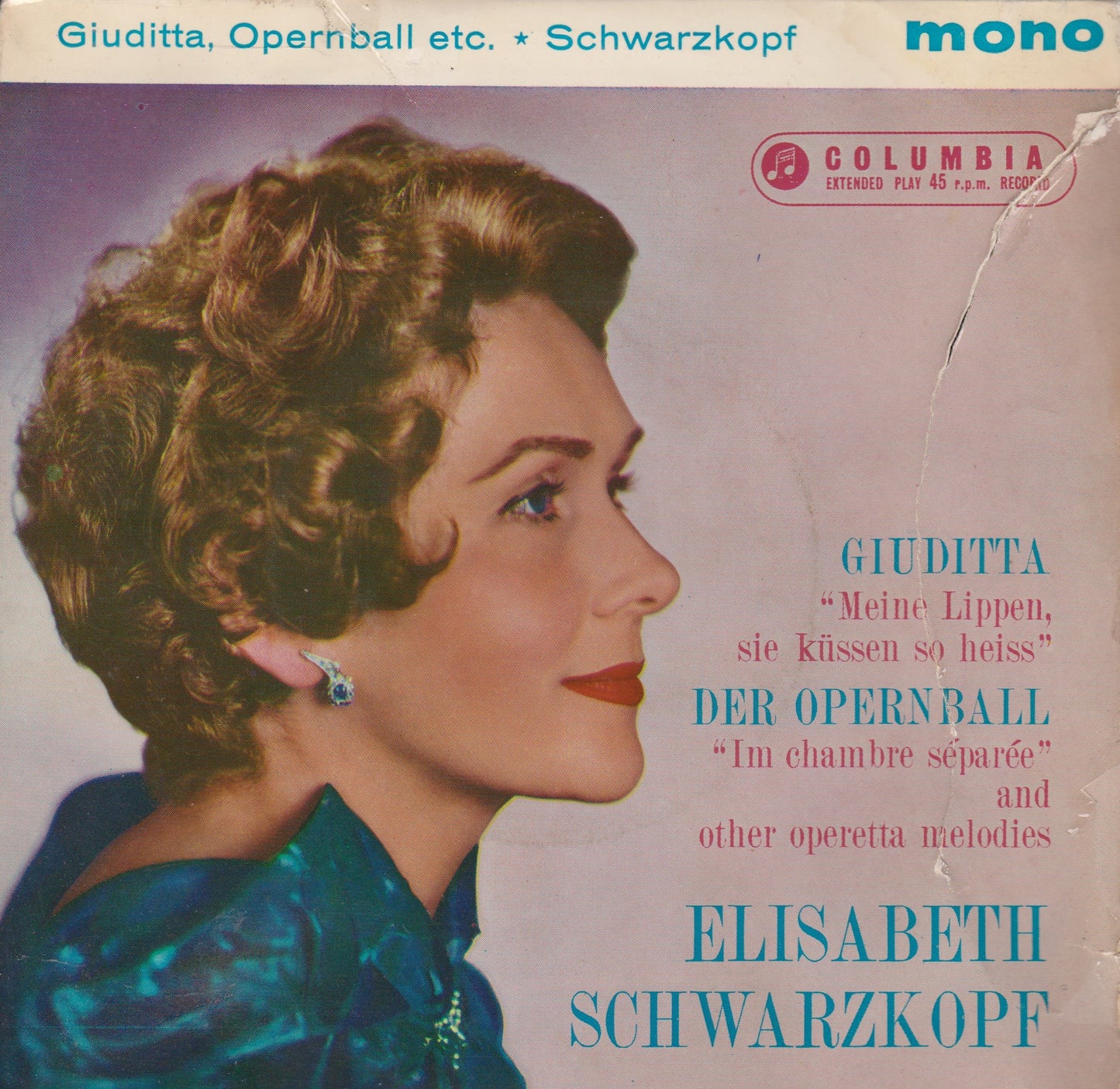 Elisabeth Schwarzkopf – Sings Operetta (Columbia 1960) 7" vinyl P/S EP VG/G