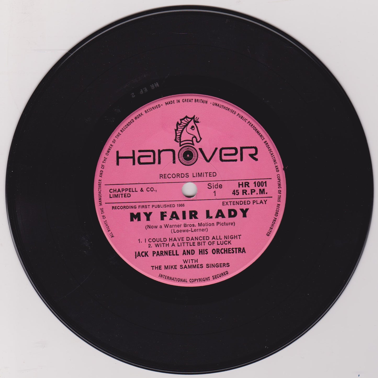 Jack Parnell & His Orchestra – My Fair Lady (Hanover 1966) 7" vinyl P/S EP VG/VG
