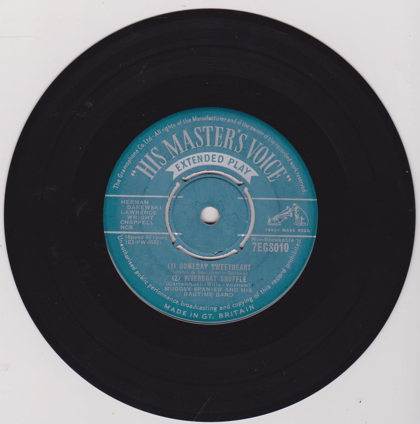 Muggsy Spanier's Ragtime Band – Muggsy Spanier And His Ragtime Band 7" vinyl EP VG/VG