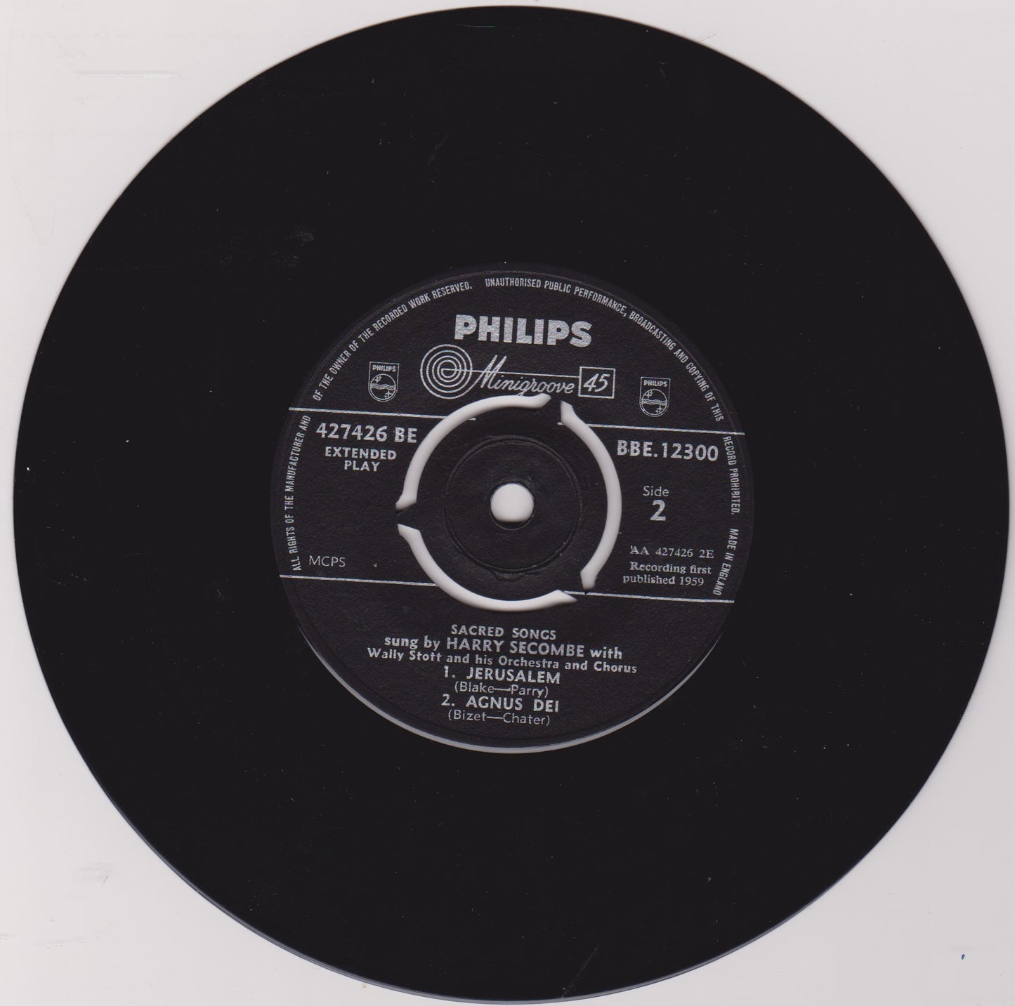 Harry Secombe - Sacred Songs (Philips, 1959) 7" vinyl P/S EP VG/VG