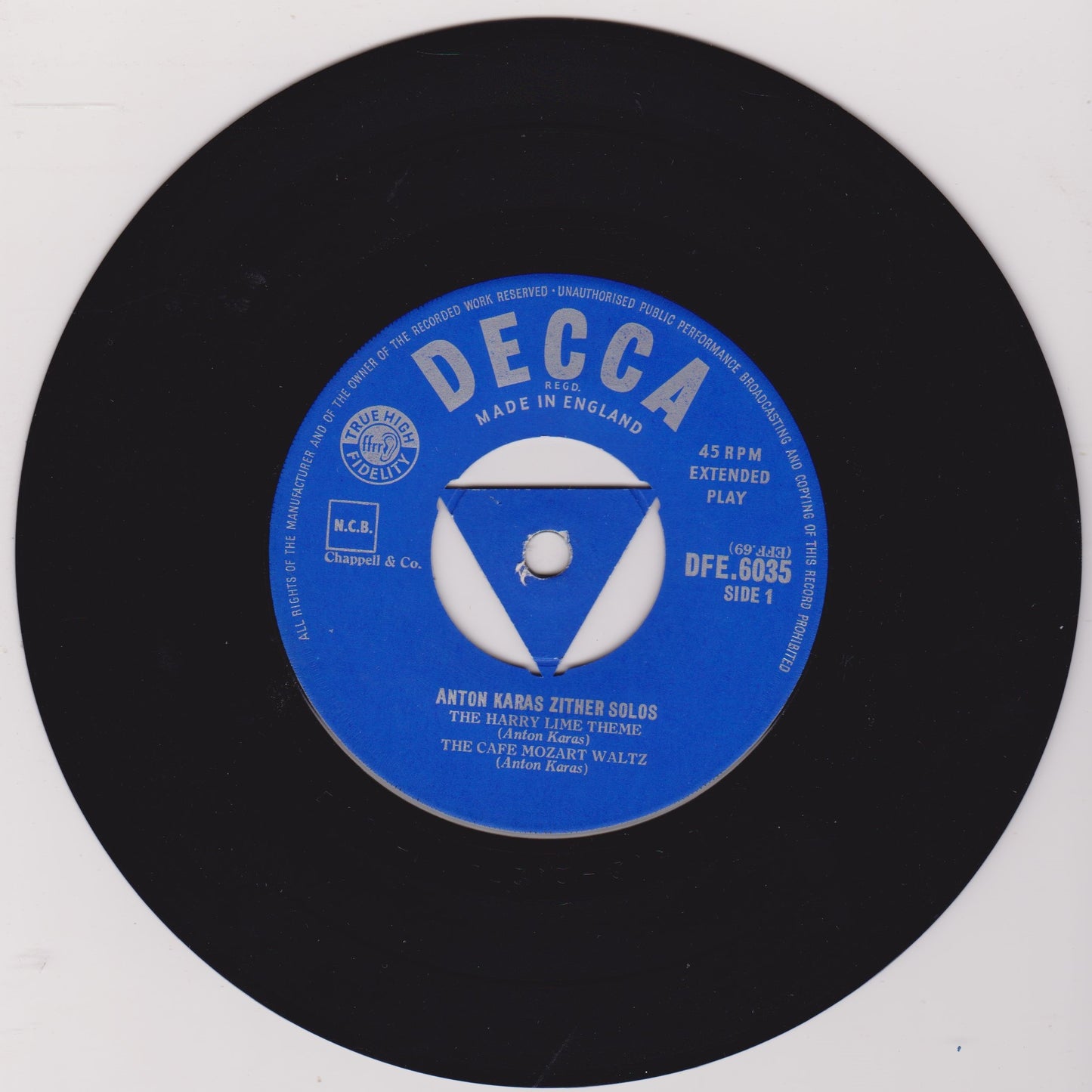 Anton Karas – Zither Solos (Decca 1955) 7" vinyl P/S EP VG/VG