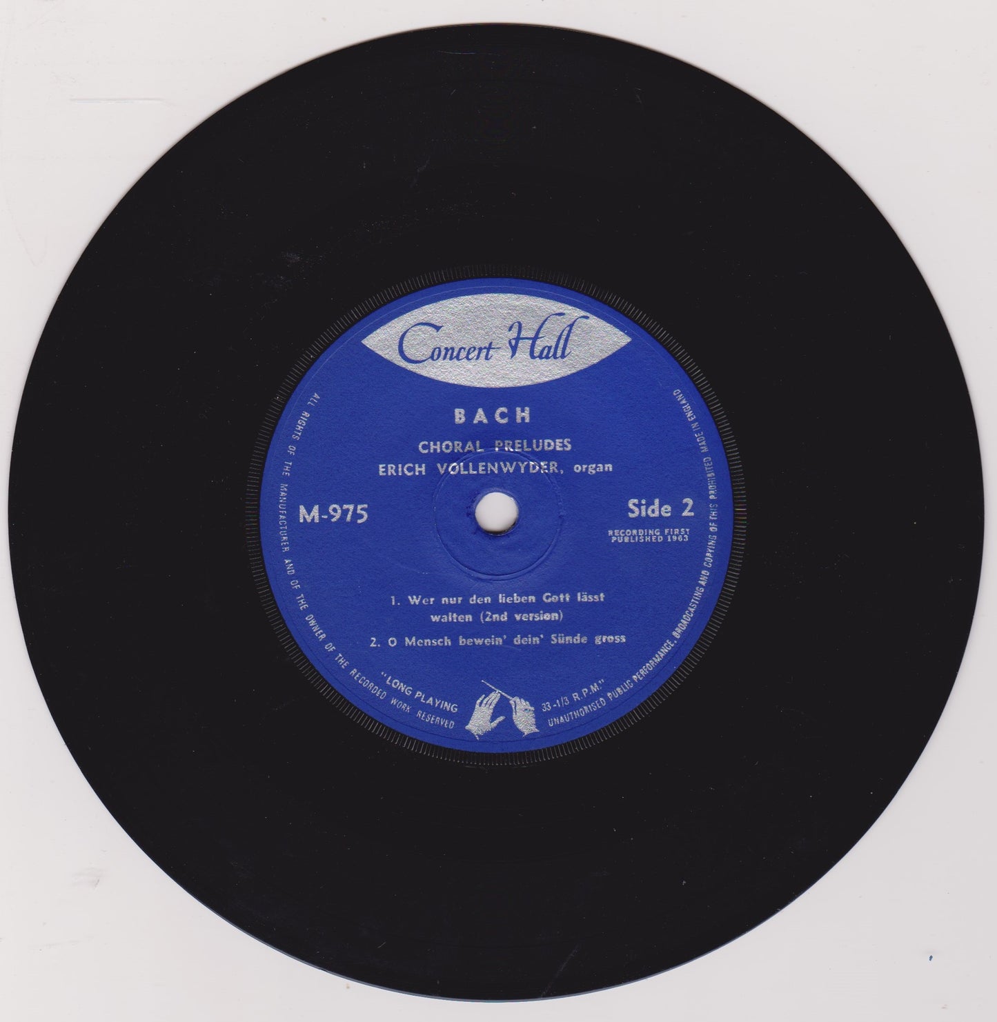 J.S. Bach, Vollenwyder – Four Choral Preludes 7" vinyl P/S EP VG/VG