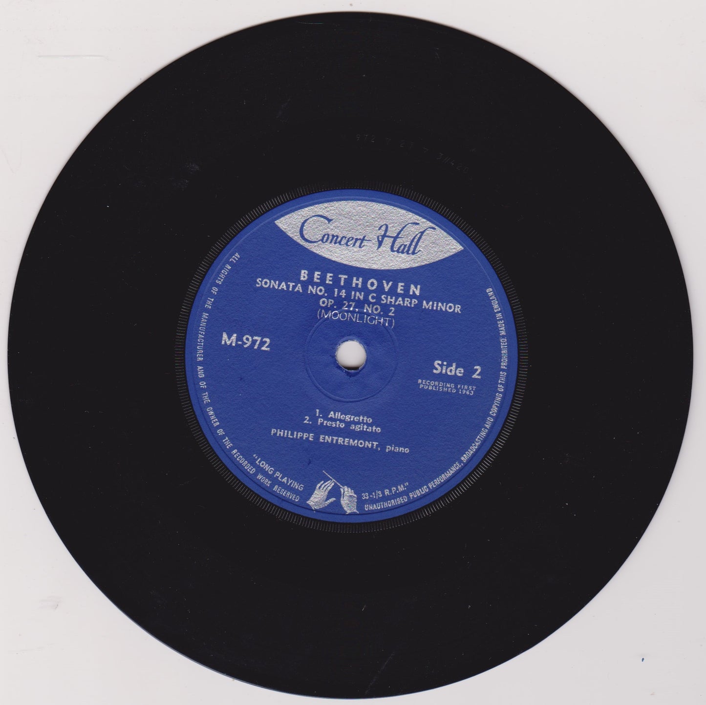 Ludwig van Beethoven – Sonata No. 14 In C Sharp Minor, "Moonlight" 7" vinyl P/S EP VG/VG