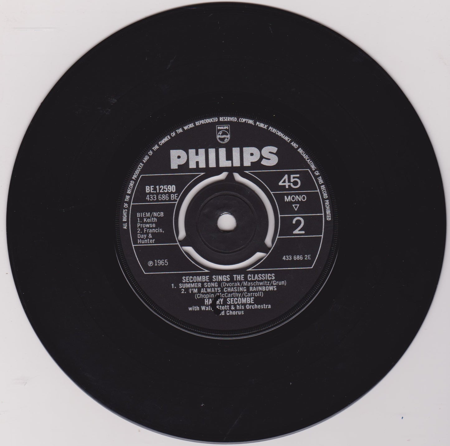 Harry Secombe – Secombe Sings The Classics (Philips 1965) 7" vinyl P/S EP VG/VG