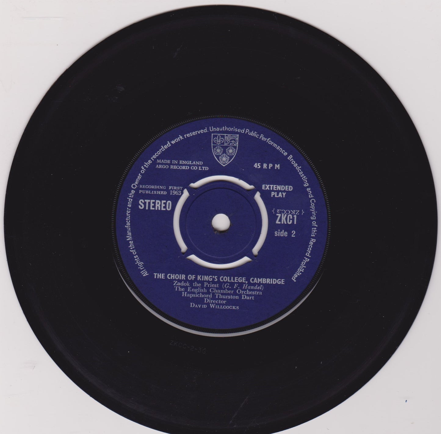 The Choir Of King's College, Cambridge (1959) 7" vinyl P/S EP VG/VG