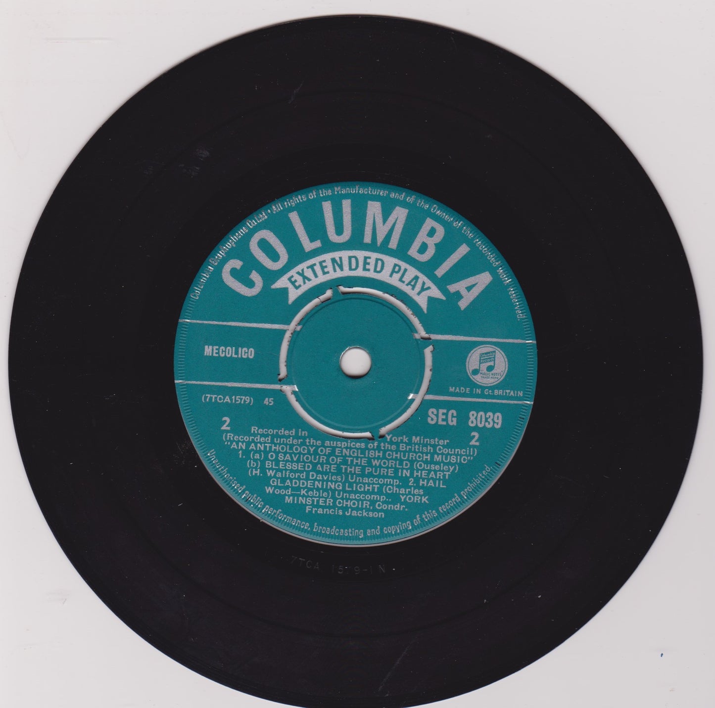 York Minster Choir – English Church Music (HMV) 7" vinyl P/S EP VG/VG