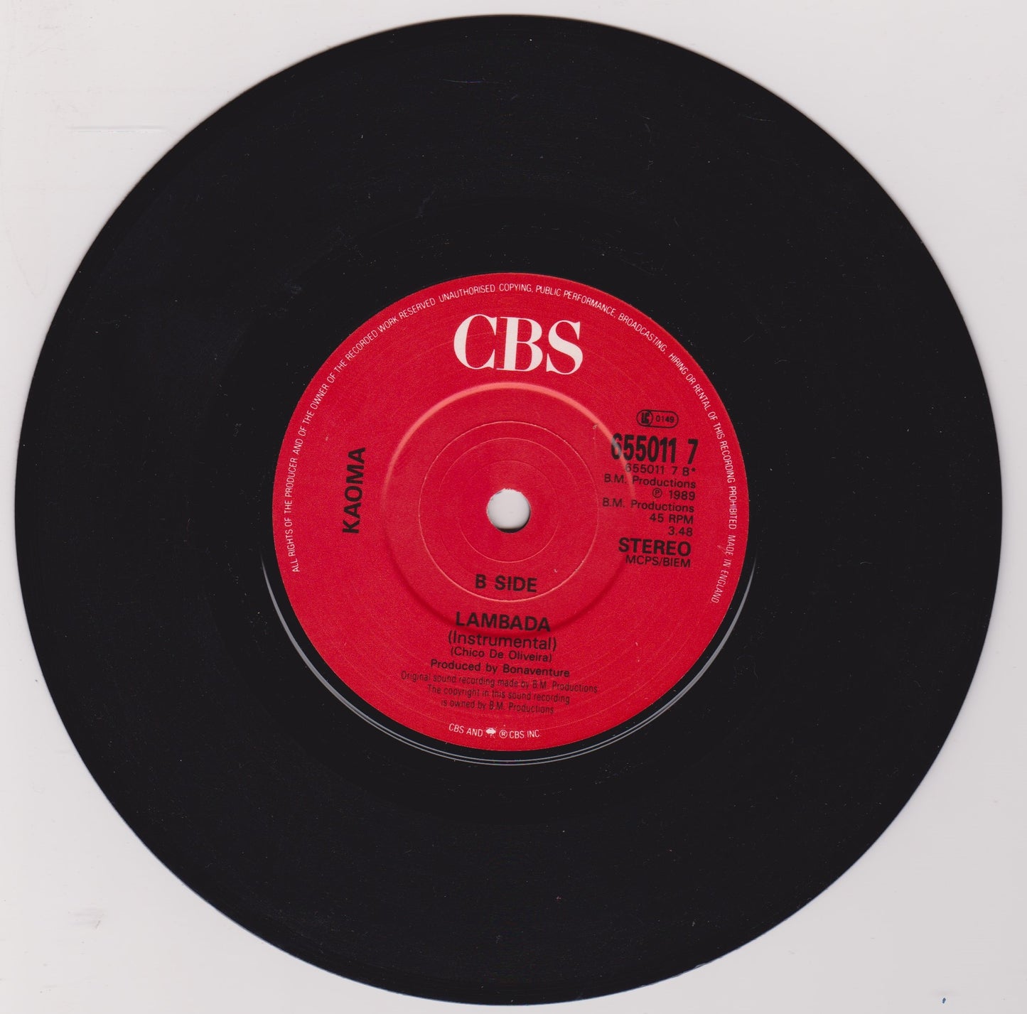 Kaoma – Lambada (CBS 1989) 7" vinyl P/S single VG/VG