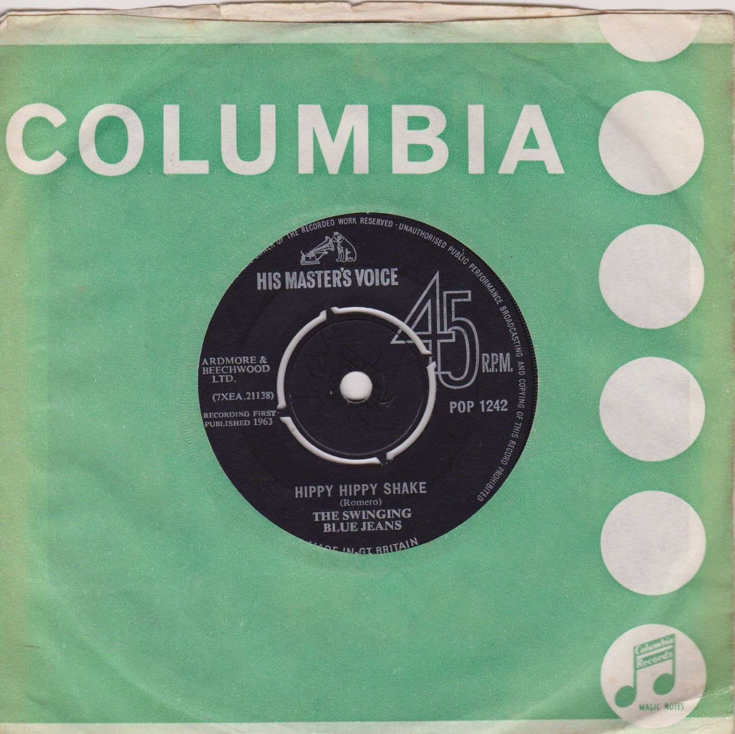 The Swinging Blue Jeans – Hippy Hippy Shake (HMV 1963) 7" vinyl single VG/VG