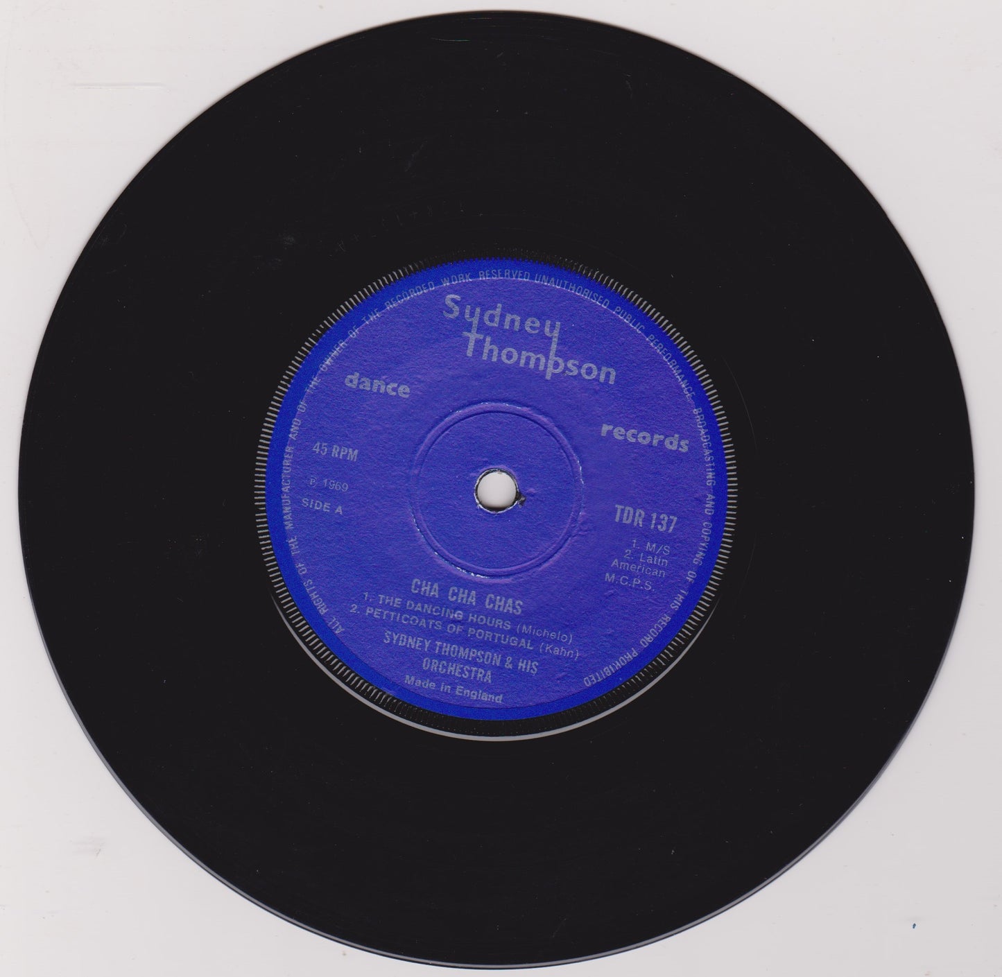 Sydney Thompson & His Orchestra – Cha Cha Chas / Rumbas 7" vinyl P/S EP VG/VG