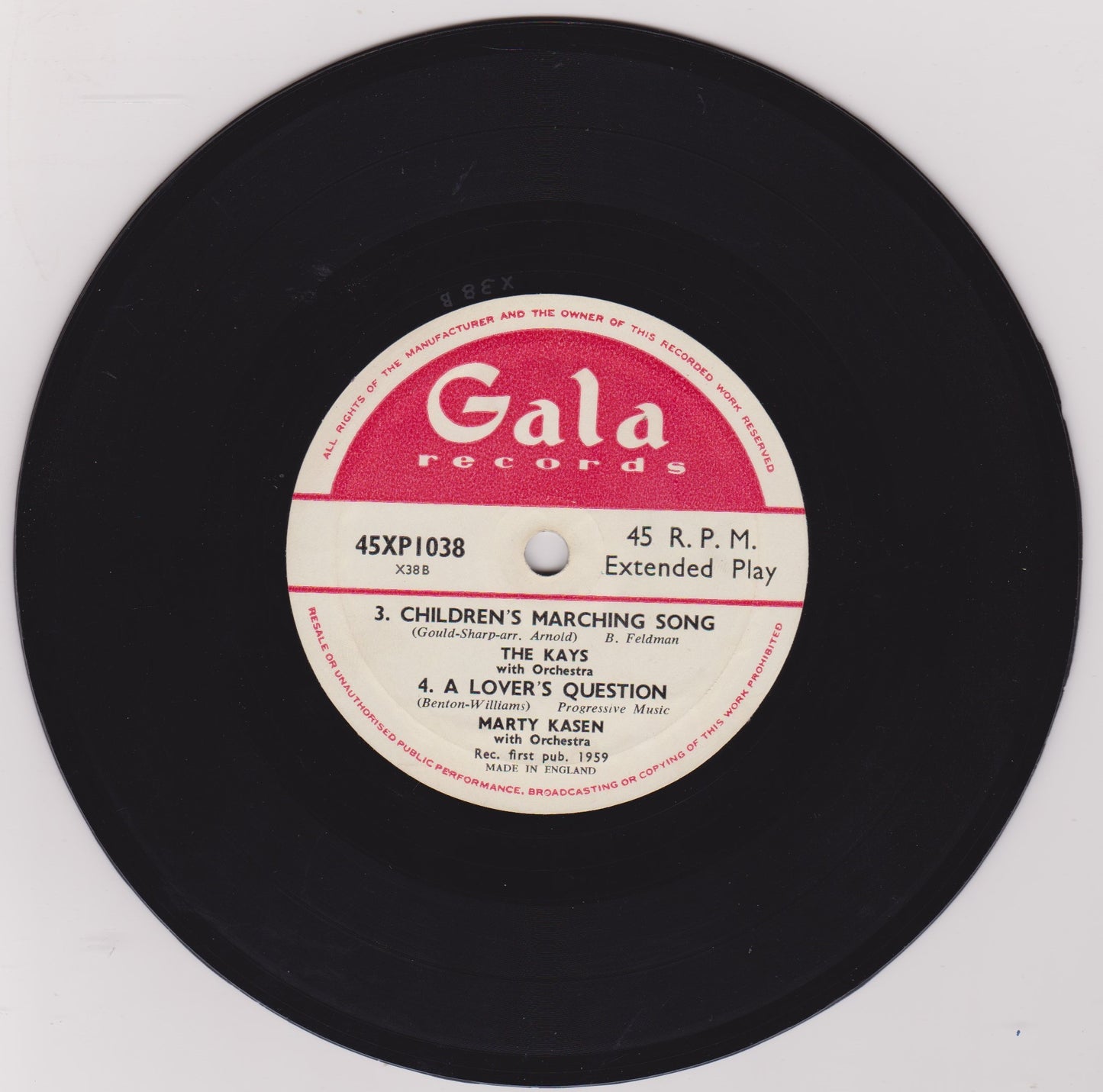 Various – America's Top Pops (Gala 1959) 7" vinyl P/S EP VG/VG
