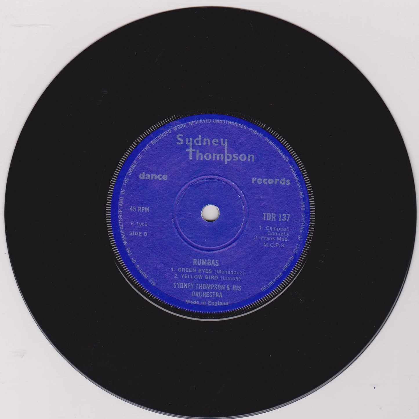 Sydney Thompson & His Orchestra – Cha Cha Chas / Rumbas 7" vinyl P/S EP VG/VG