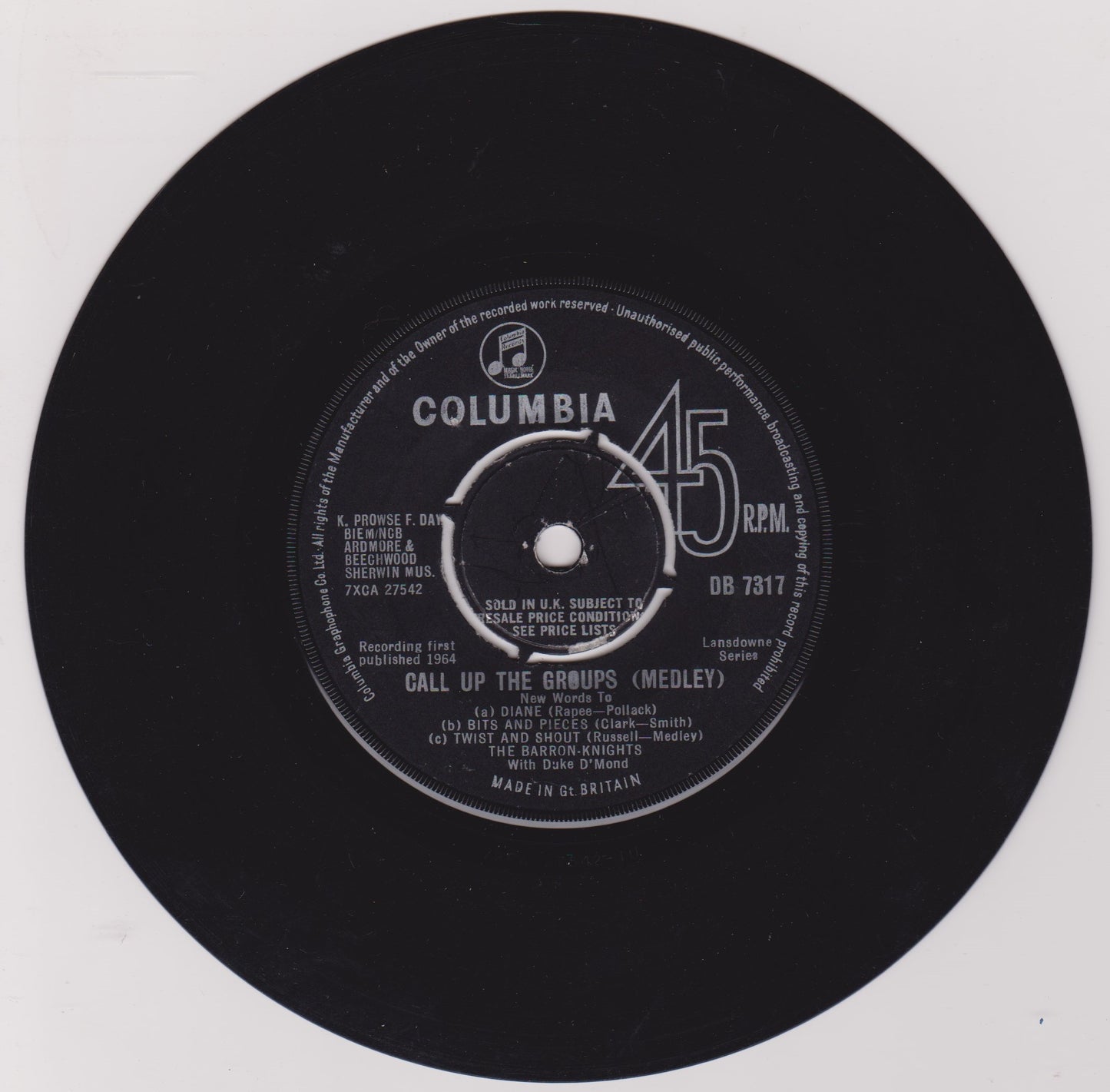 The Barron-Knights With Duke D'Mond – Call Up The Groups (Medley) 7" vinyl single G+/P