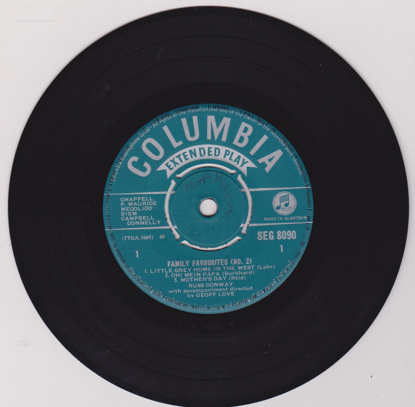 Russ Conway – Family Favourites (No. 2) (Columbia 1961) 7" vinyl P/S EP VG/VG