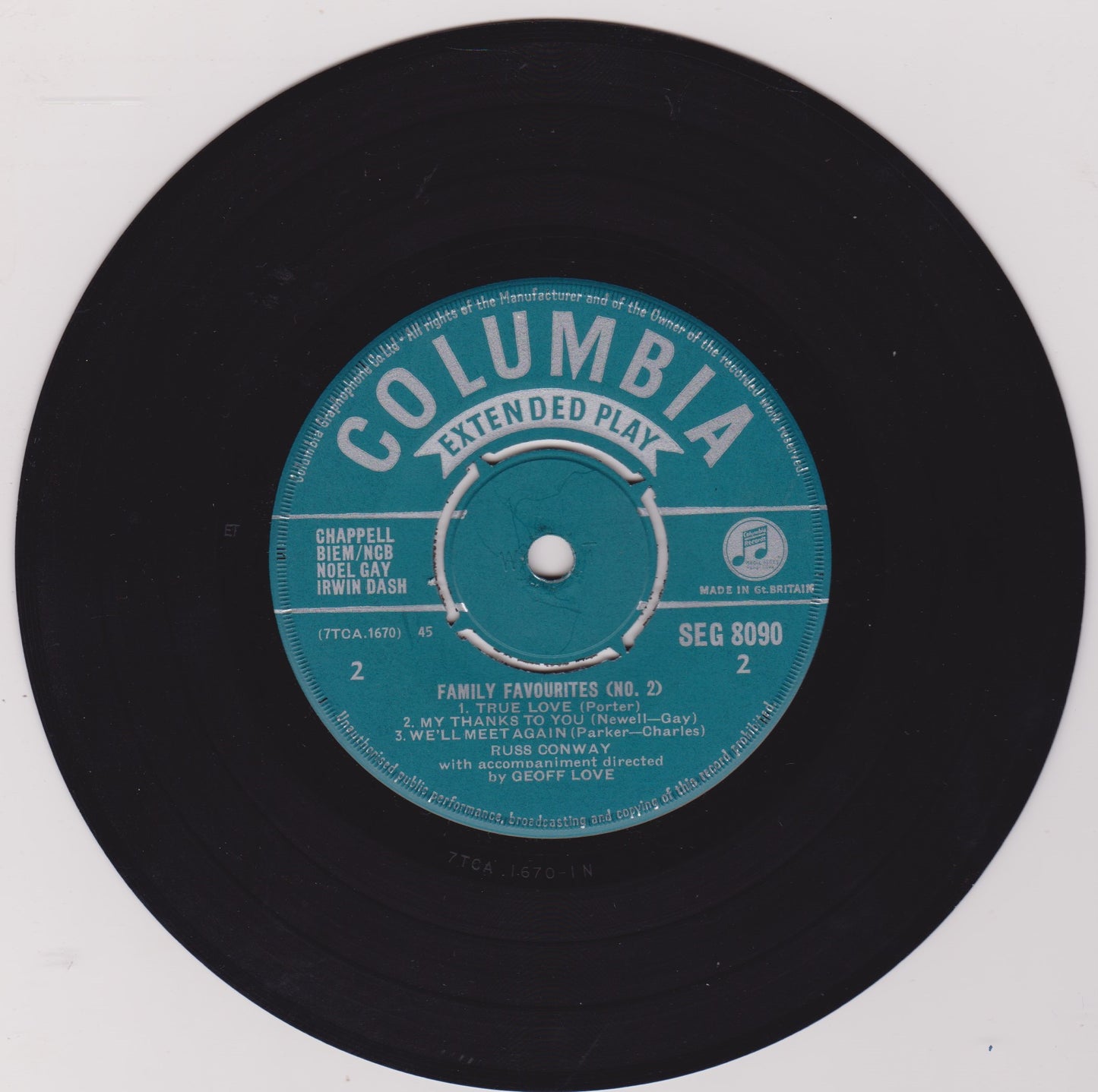 Russ Conway – Family Favourites (No. 2) (Columbia 1961) 7" vinyl P/S EP VG/VG