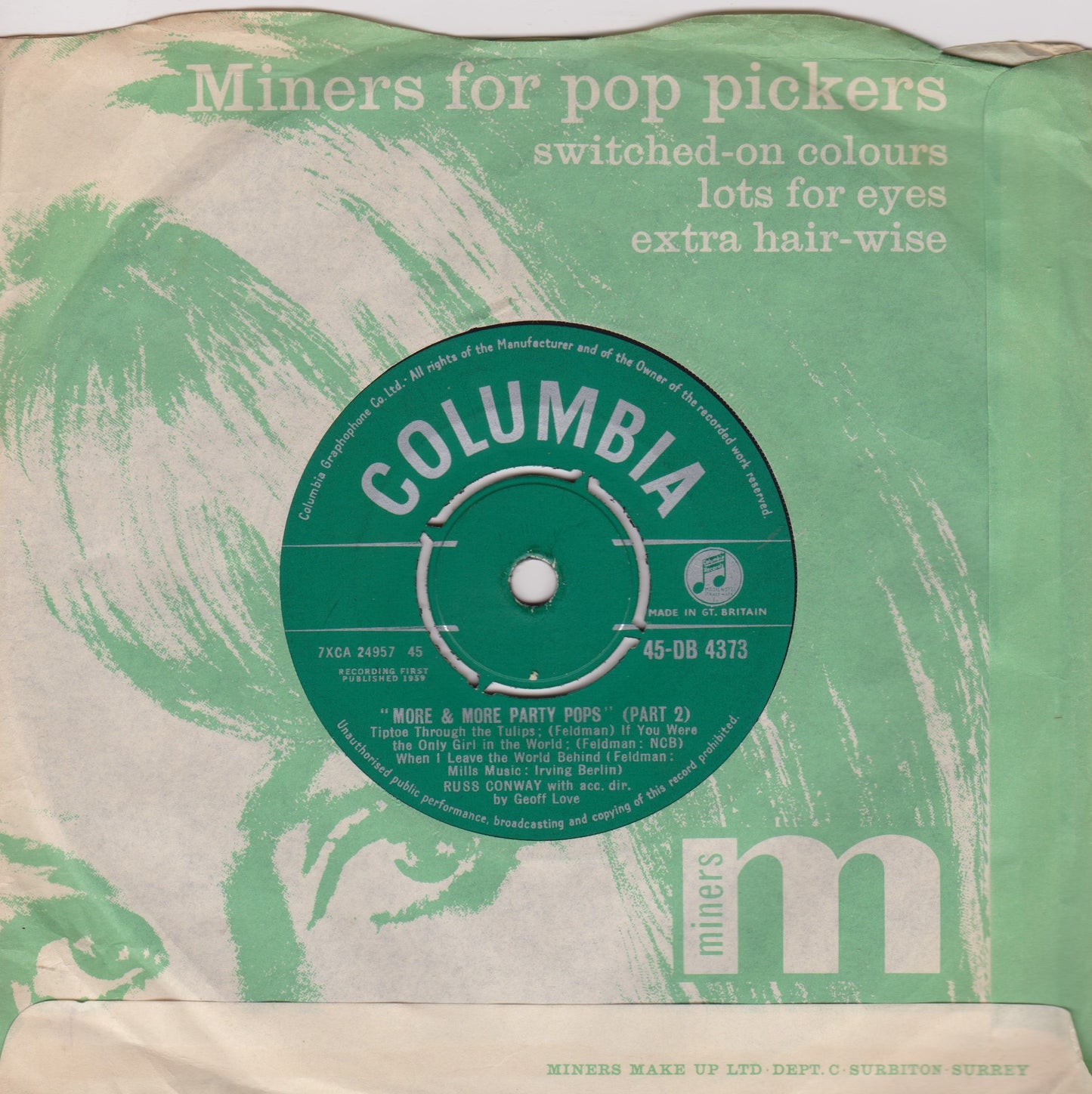Russ Conway – More & More Party Pops (Columbia, 1959) 7" vinyl EP VG/VG