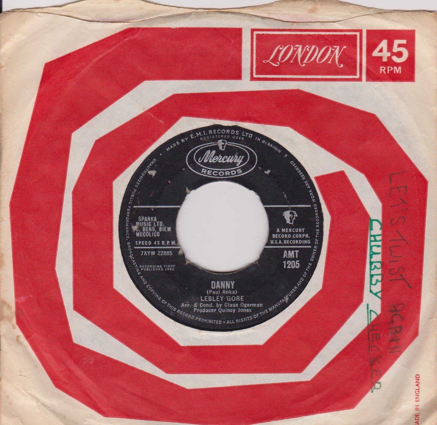 Lesley Gore – It's My Party (Mercury 1963) 7" vinyl single G/- jukebox