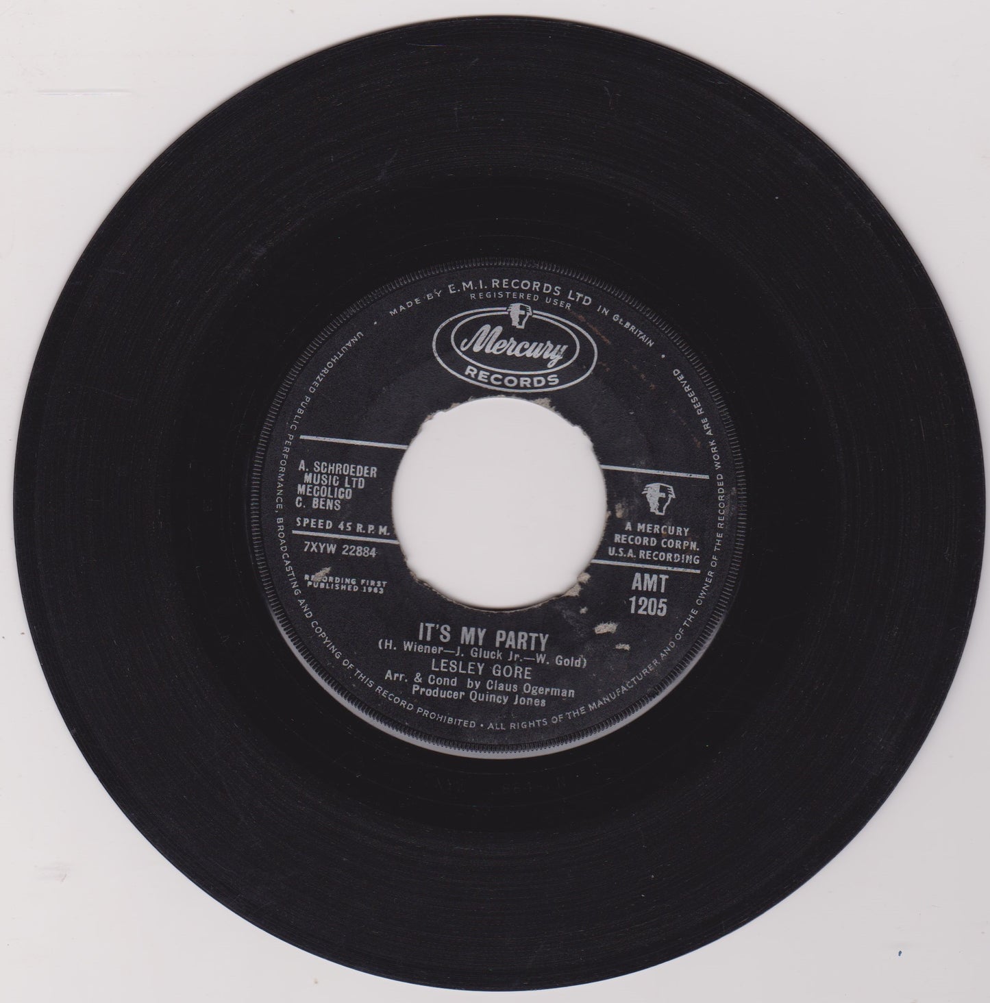 Lesley Gore – It's My Party (Mercury 1963) 7" vinyl single G/- jukebox