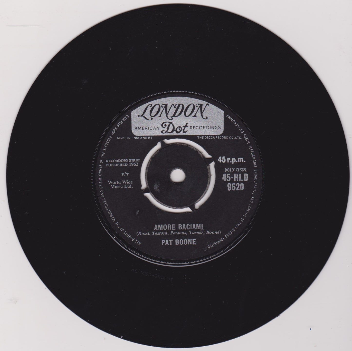 Pat Boone - The Main Attraction (London 1962) 7" vinyl single VG/-