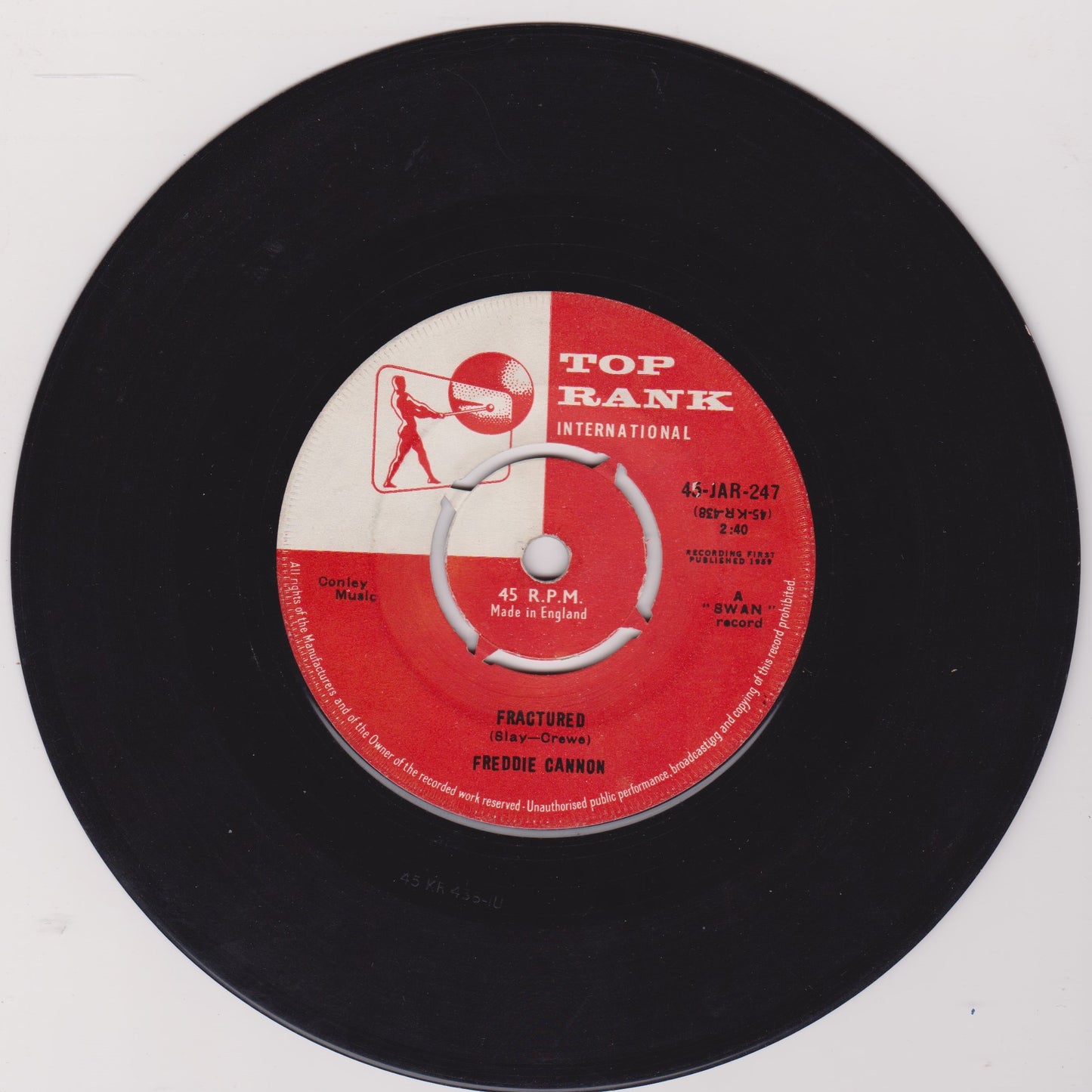 Freddie Cannon – Way Down Yonder In New Orleans (Top Rank 1959) 7" vinyl single VG/-