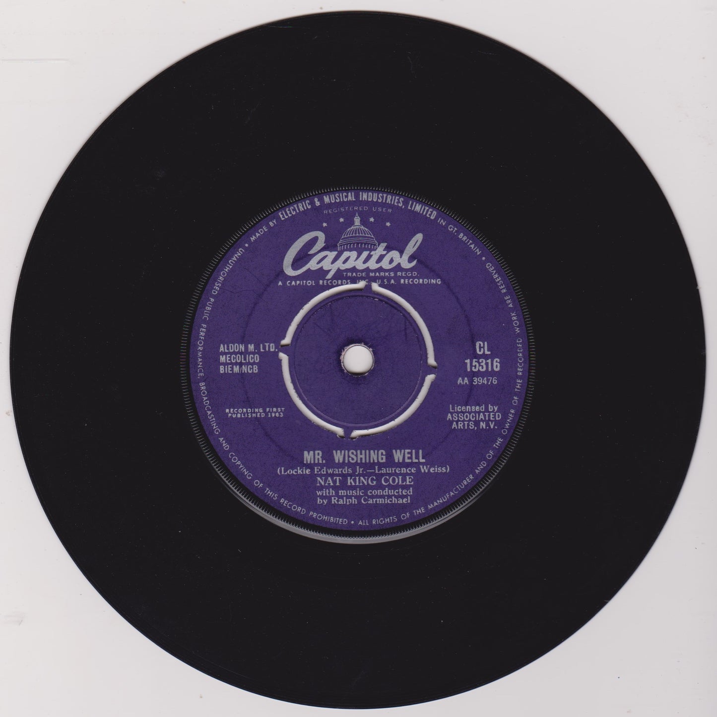 Nat King Cole – That Sunday, That Summer (Capitol 1963) 7" vinyl single VG/-