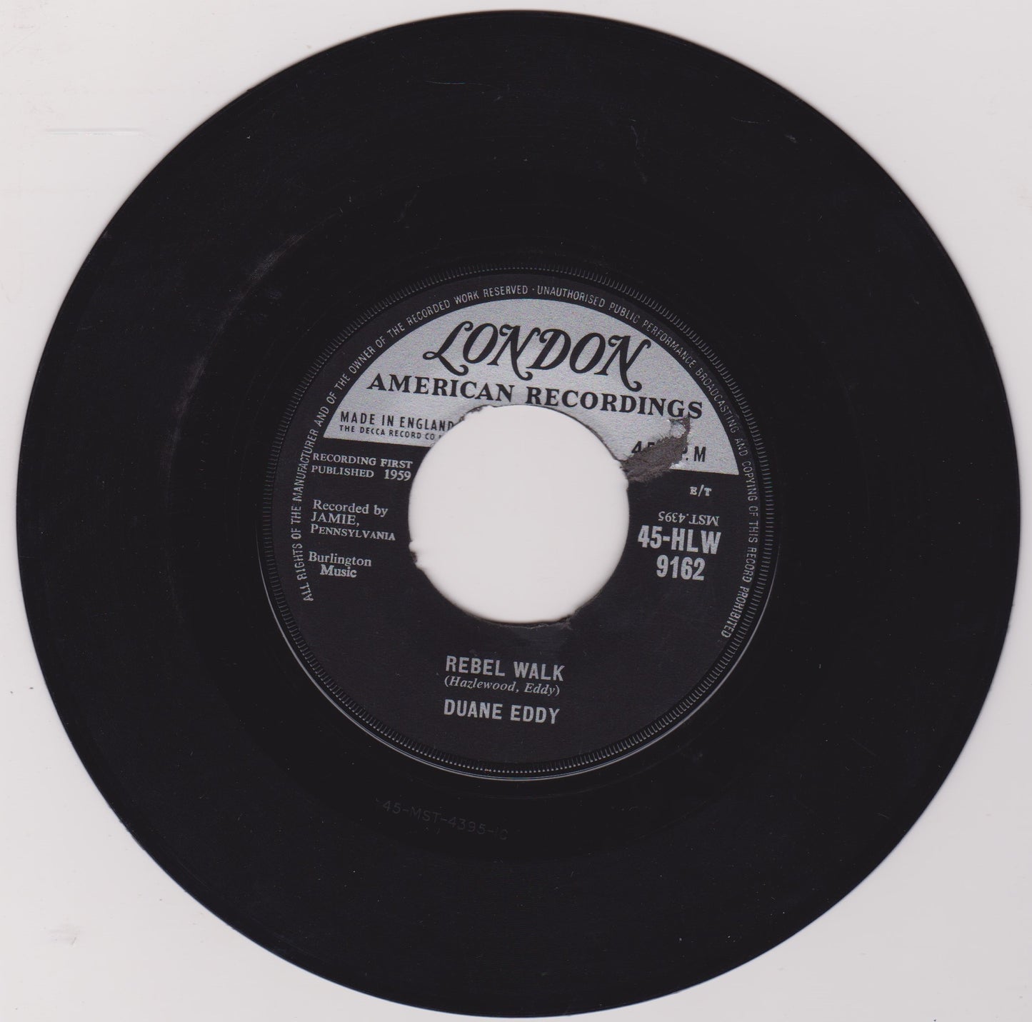 Duane Eddy - Because They're Young (London, 1960) 7" vinyl single VG/VG jukebox