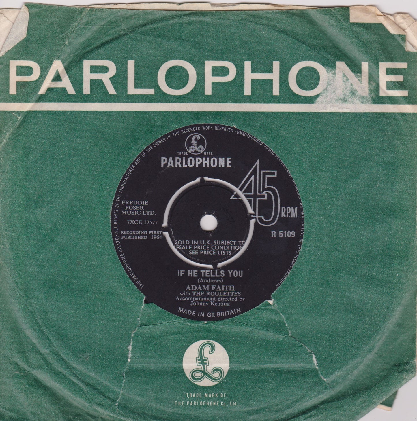 Adam Faith With The Roulettes – If He Tells You (1964) 7" vinyl single VG/G