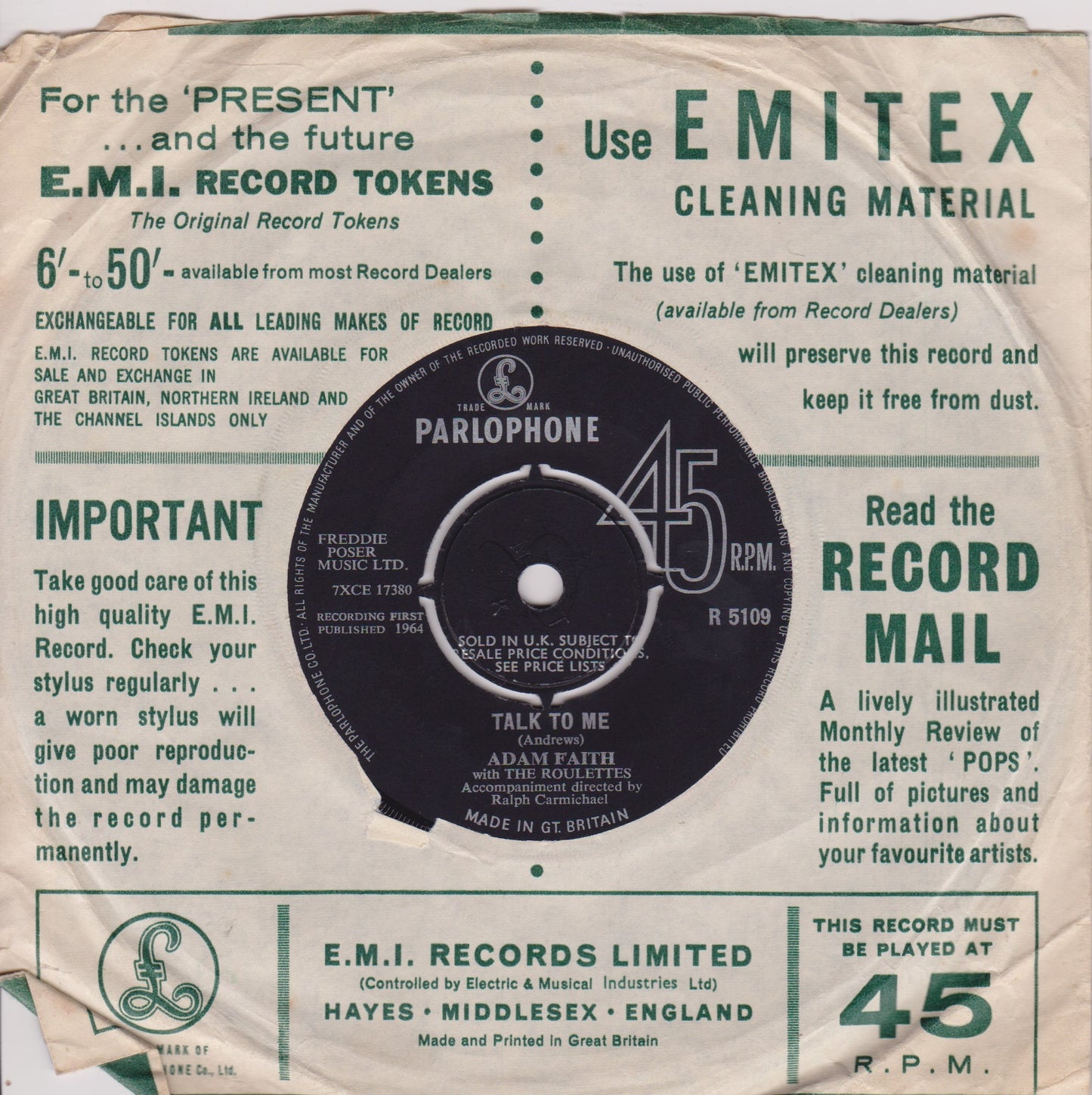 Adam Faith With The Roulettes – If He Tells You (1964) 7" vinyl single VG/G