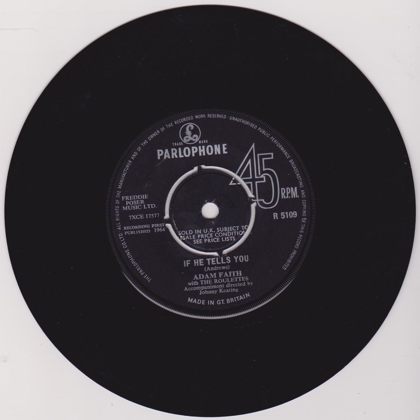 Adam Faith With The Roulettes – If He Tells You (1964) 7" vinyl single VG/G