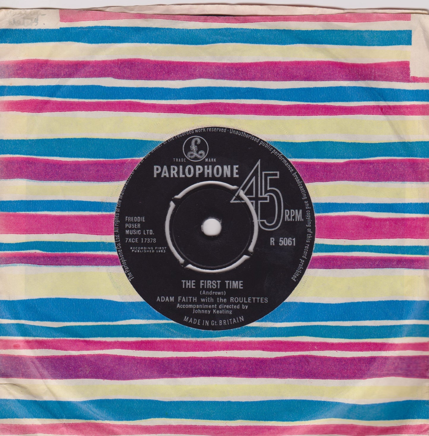 Adam Faith With The Roulettes – So Long Baby (1963) 7" vinyl single VG/VG