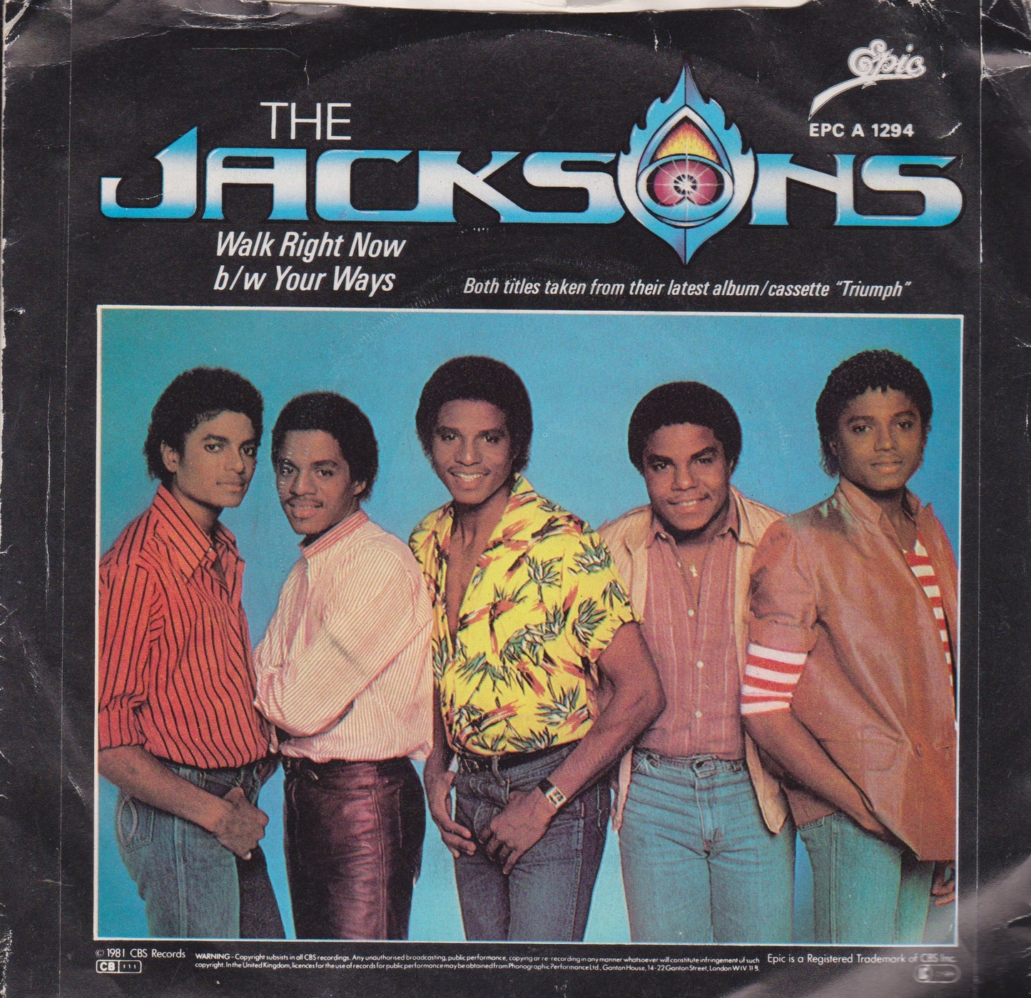 The Jacksons – Walk Right Now (Epic 1981) 7" vinyl P/S single VG/VG