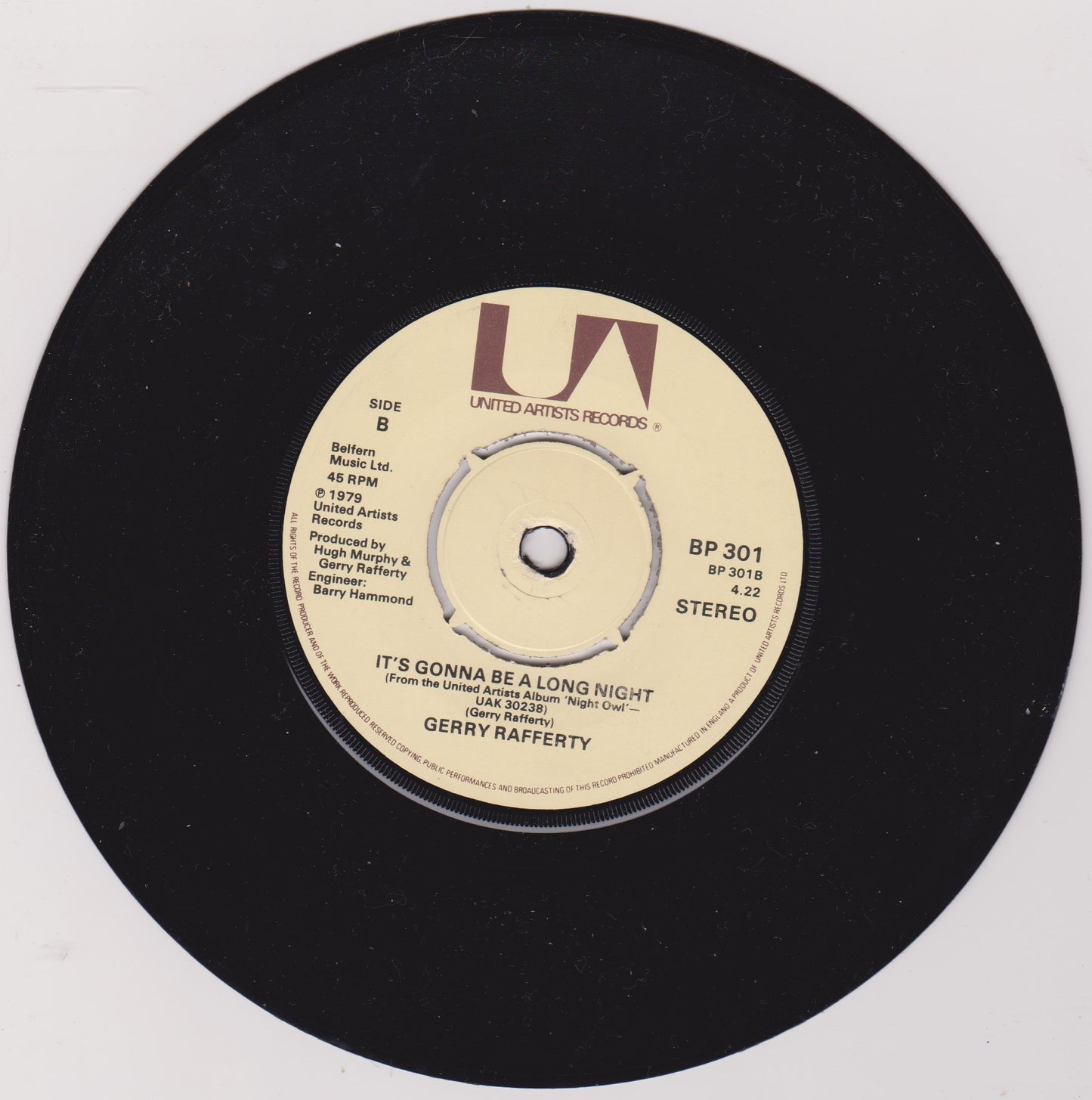 Gerry Rafferty – Get It Right Next Time (UA 1979) 7" vinyl single VG/-