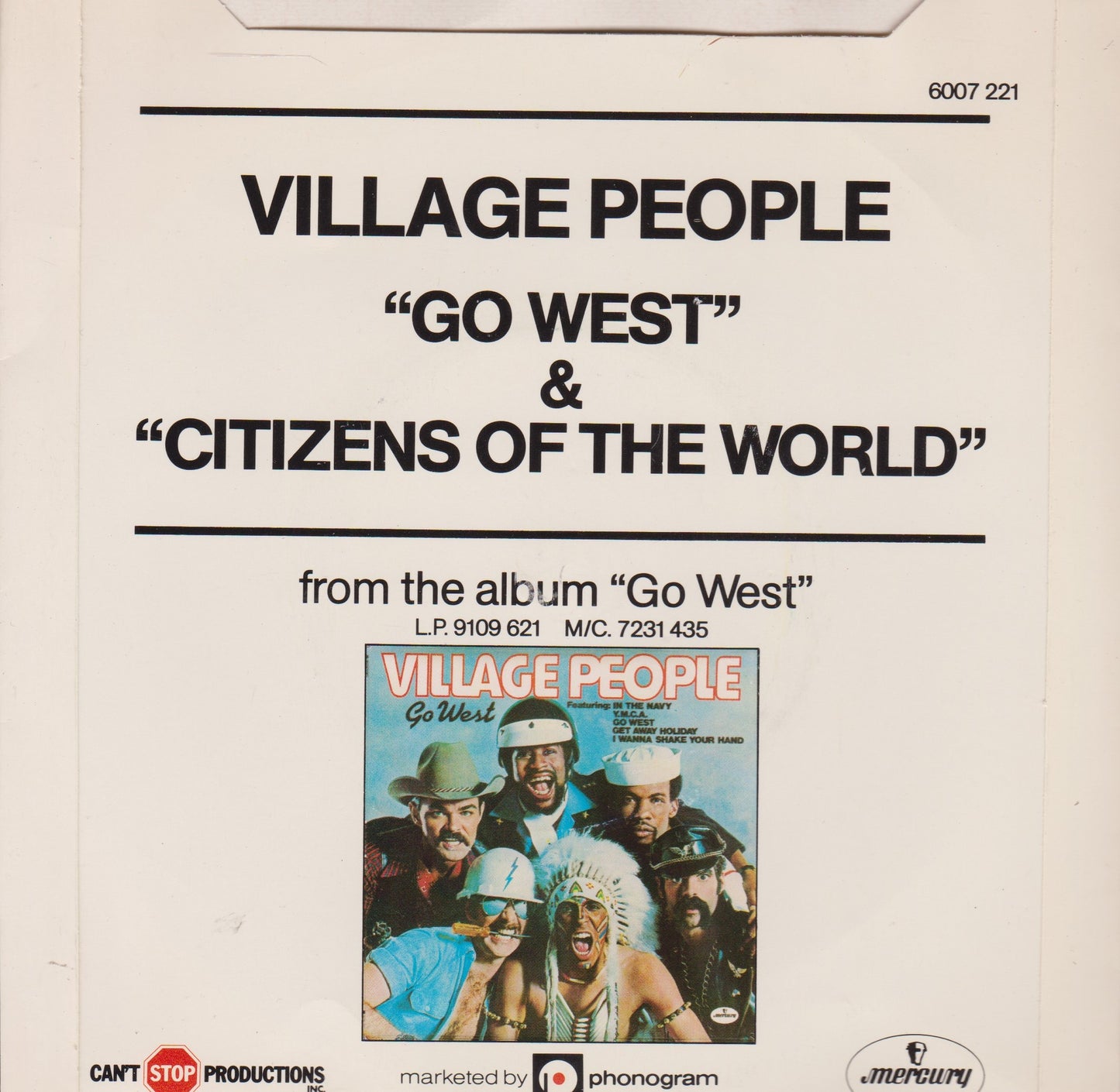 Village People – Go West (Mercury 1979) 7" vinyl P/S single VG/VG