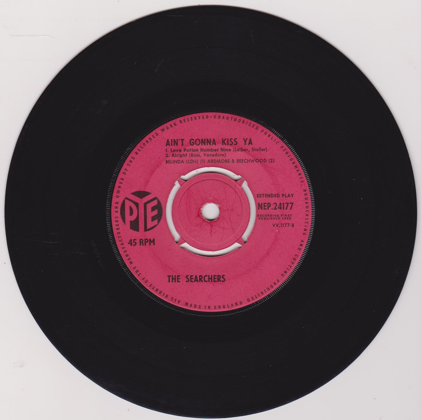The Searchers – Ain't Gonna Kiss Ya (Pye 1963) 7" vinyl P/S EP VG/VG