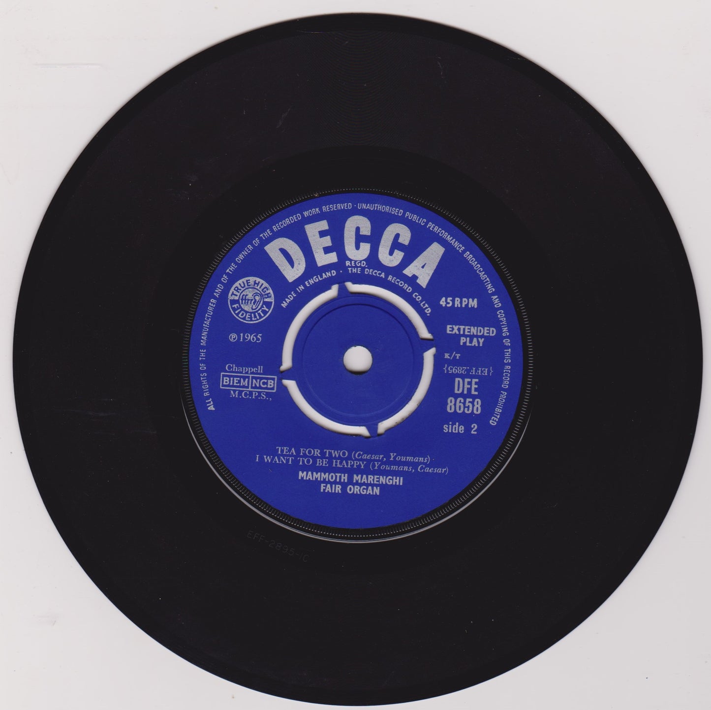 The Mammoth Marenghi Fair Organ – Fair Time (Decca 1966) 7" vinyl P/S EP VG/VG