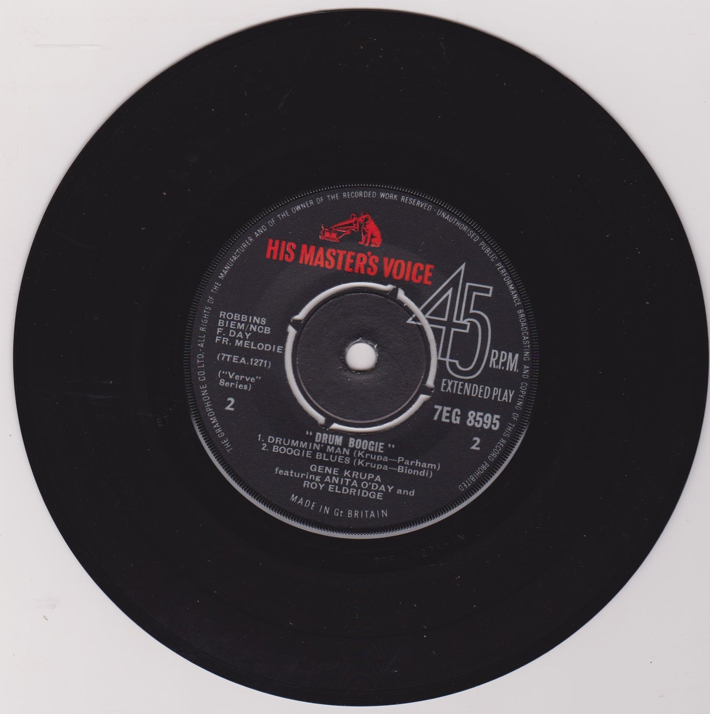 Gene Krupa – Drum Boogie (HMV 1960) 7" vinyl P/S EP VG/VG