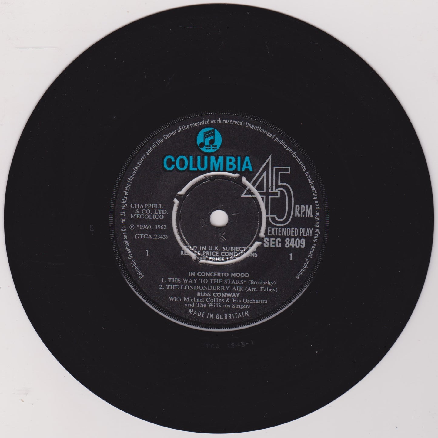 Russ Conway With Michael Collins And His Orchestra – In Concerto Mood (Columbia 1964) 7" vinyl P/S EP VG/VG