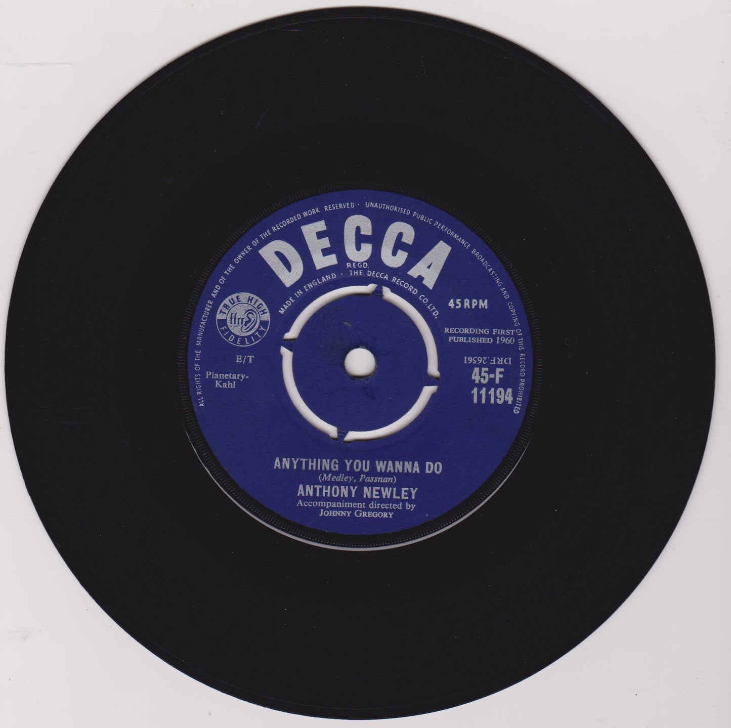 Anthony Newley - Why (Decca 1960) 7" vinyl single VG/-