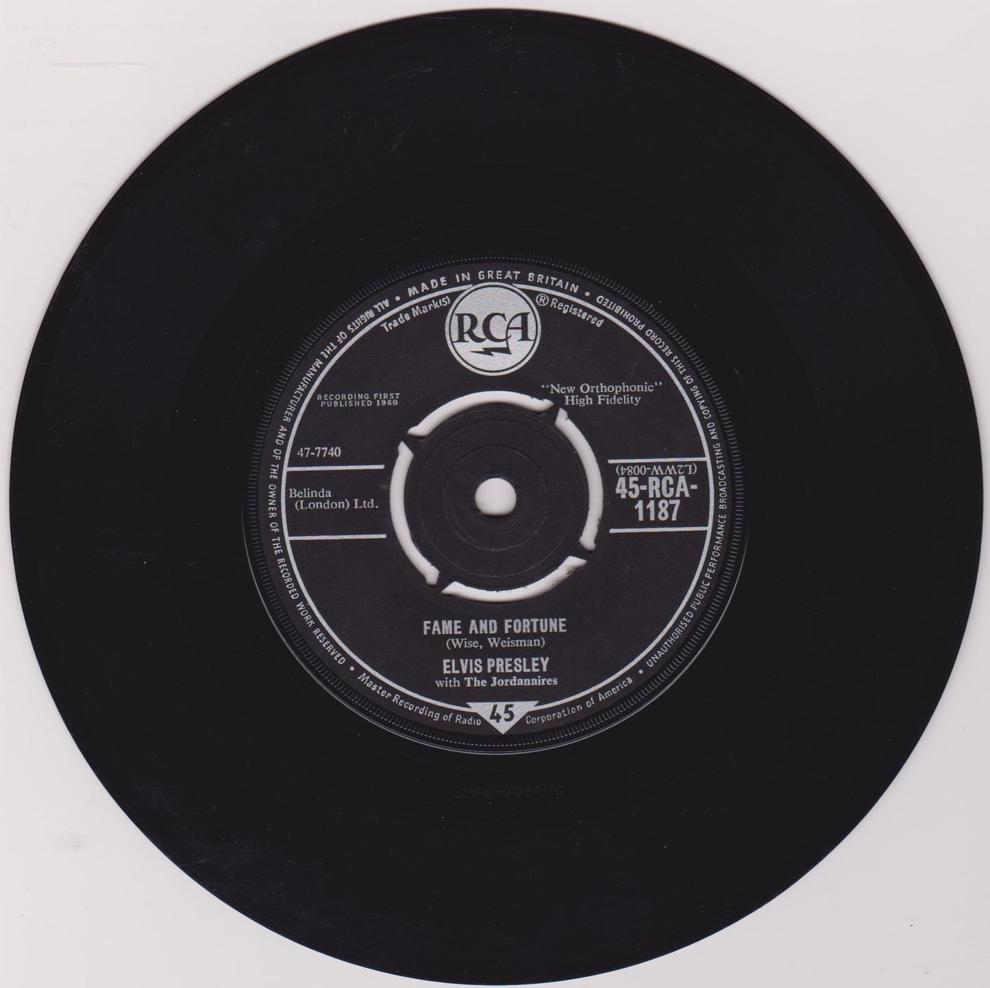 Elvis Presley With The Jordanaires – Stuck On You (RCA 1960) 7" vinyl single VG/VG