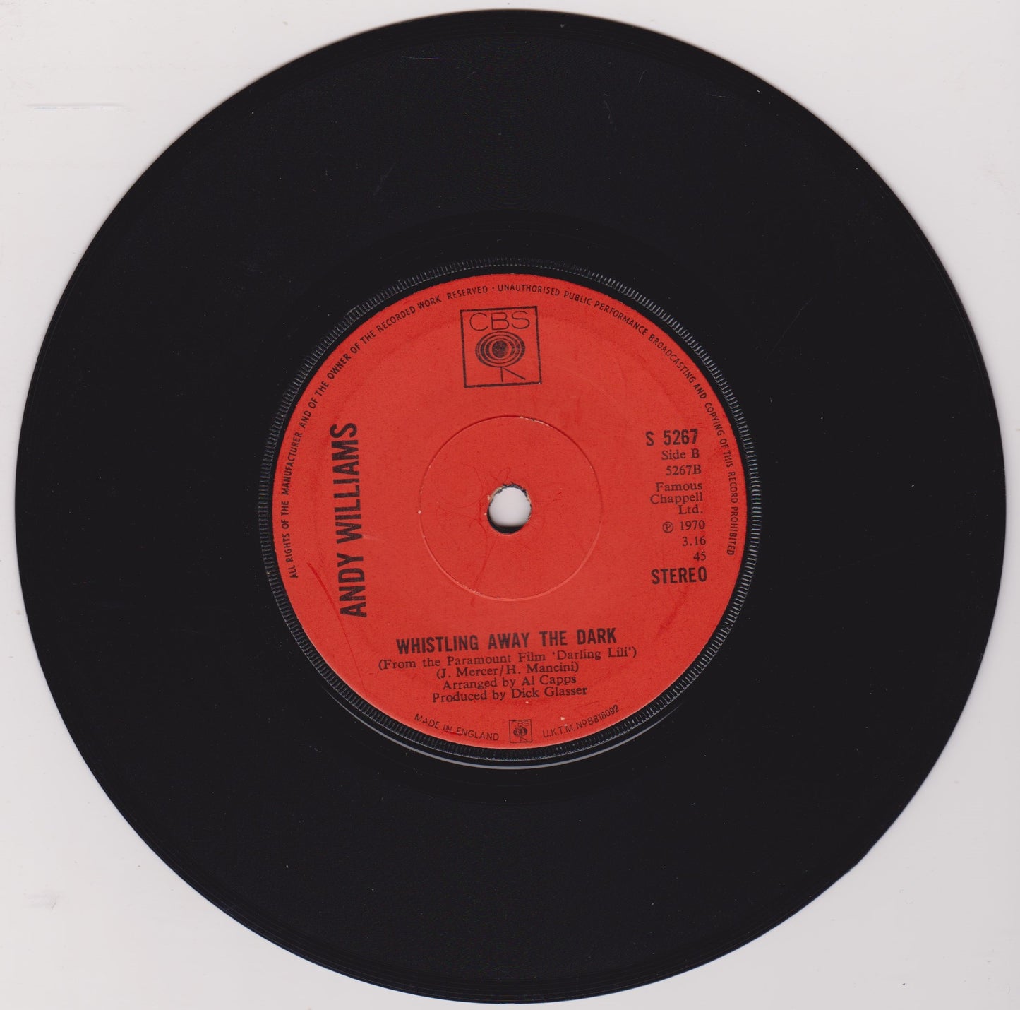 Andy Williams - Home Lovin' Man (CBS 1970) 7" vinyl single VG/-