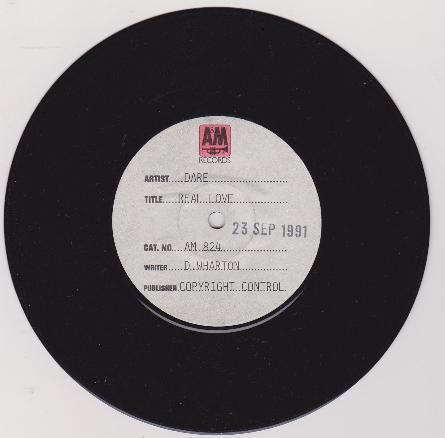 Dare – Real Love (A&M 1991) 7" vinyl promo single VG/-