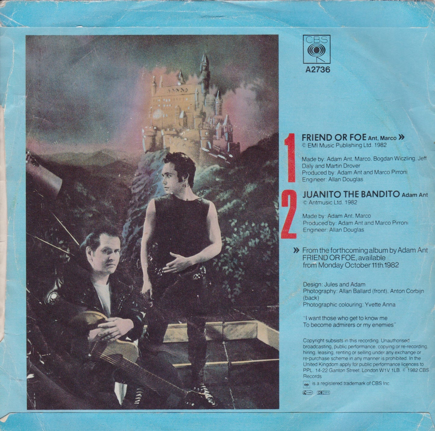 Adam Ant – Friend Or Foe (CBS 1982) 7" vinyl P/S single VG/VG