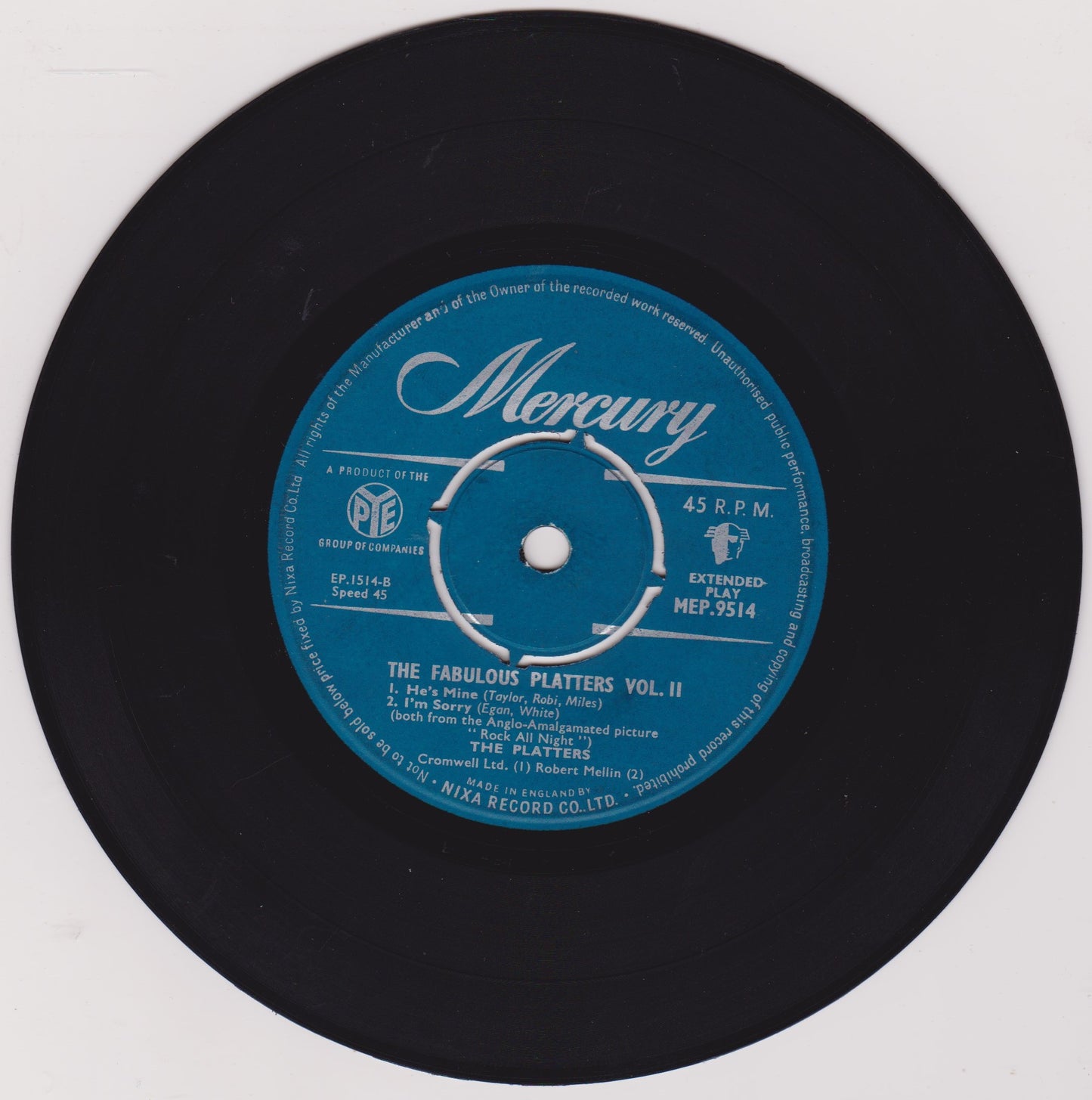 The Platters – The Fabulous Platters Volume Two (Mercury 1956) 7" vinyl EP VG/-