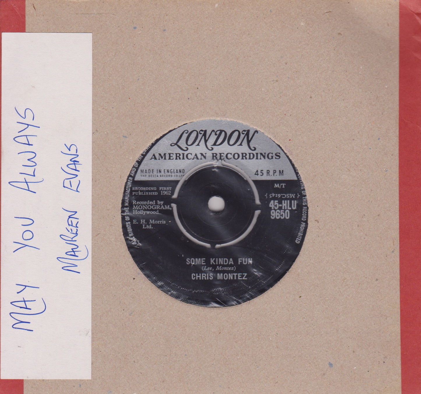 Chris Montez – Some Kinda Fun (London 1963) 7" vinyl single VG/-