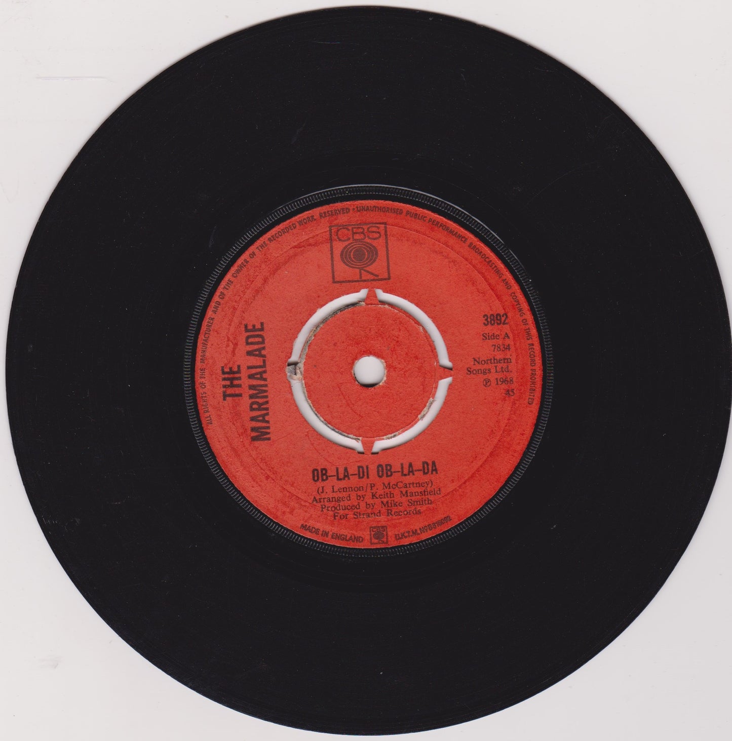 The Marmalade – Ob-La-Di Ob-La-Da (CBS 1968) 7" vinyl single G+/-