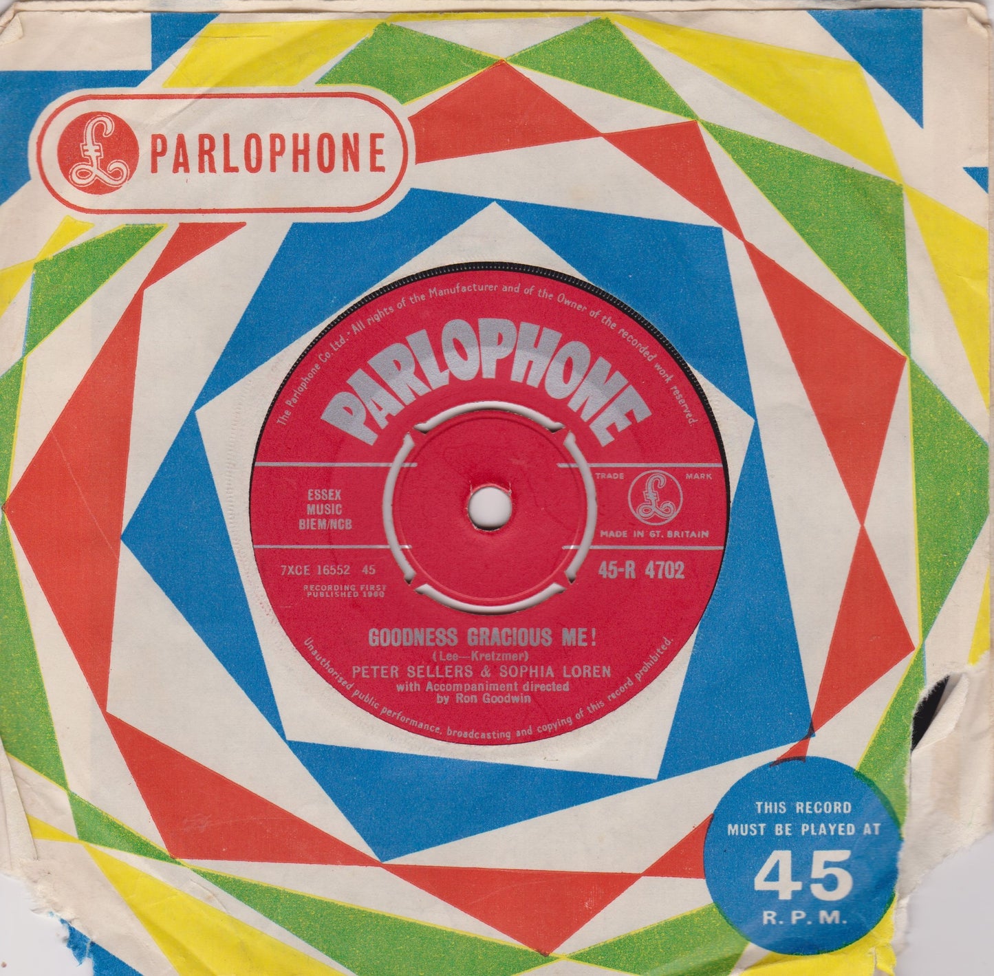 Peter Sellers & Sophia Loren – Goodness Gracious Me! (Parlophone 1960) 7" vinyl single VG/G